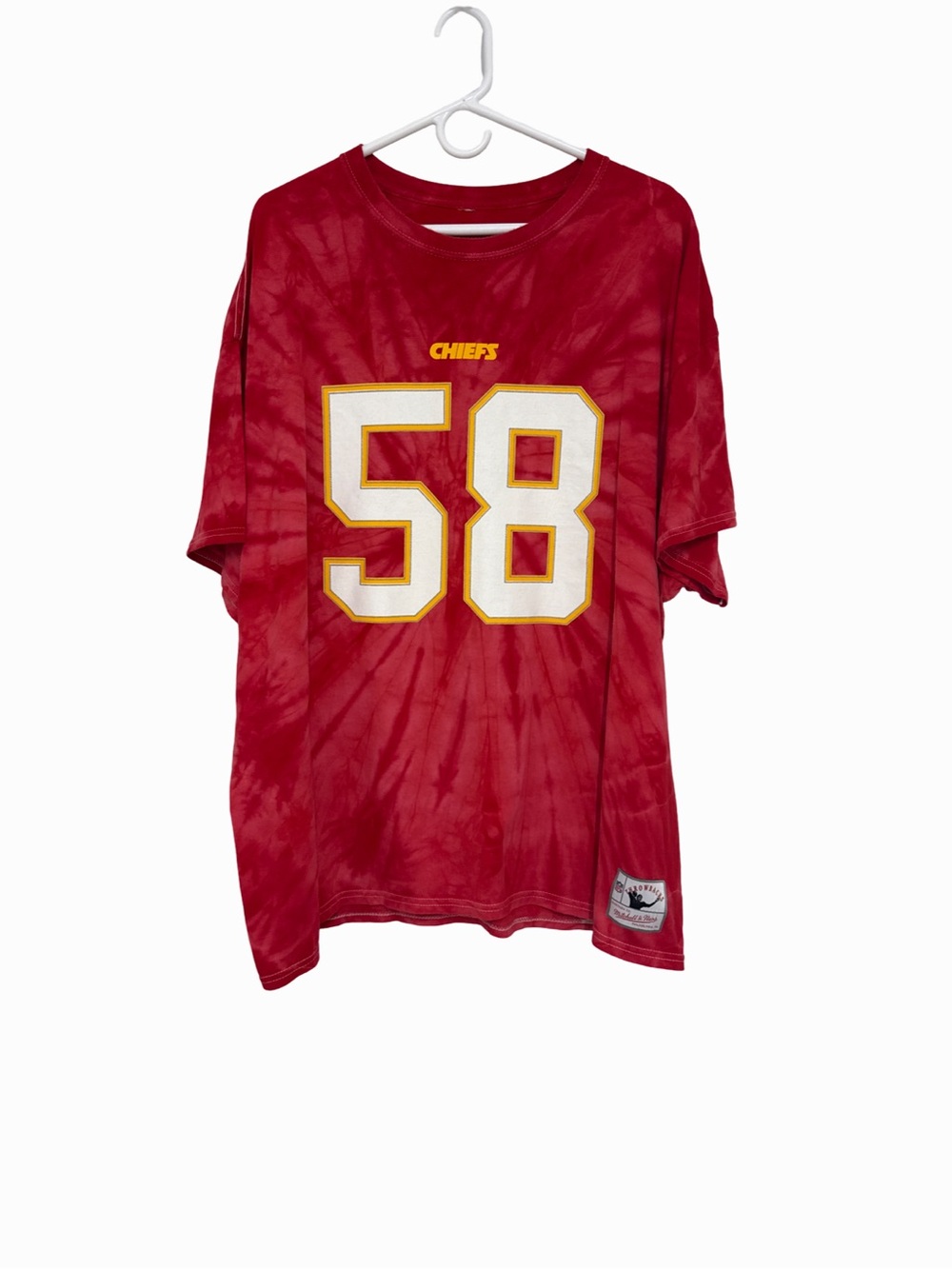 Mitchell & Ness Red Tie-Dye Chiefs #58 Football Tee